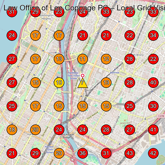 Law Office of Lee Coppage PC GeoGrid visibility map for Commercial Refrigerator Supplier in Bronx